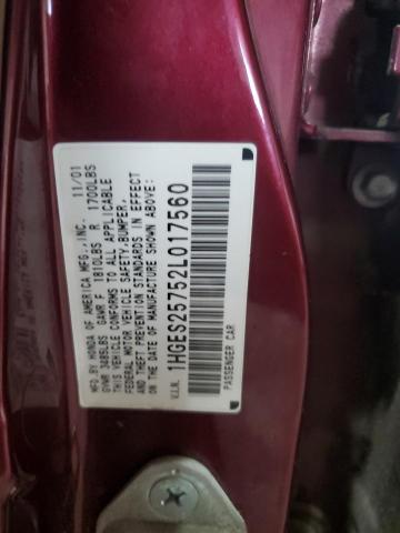 Photo 11 VIN: 1HGES25752L017560 - HONDA CIVIC EX 