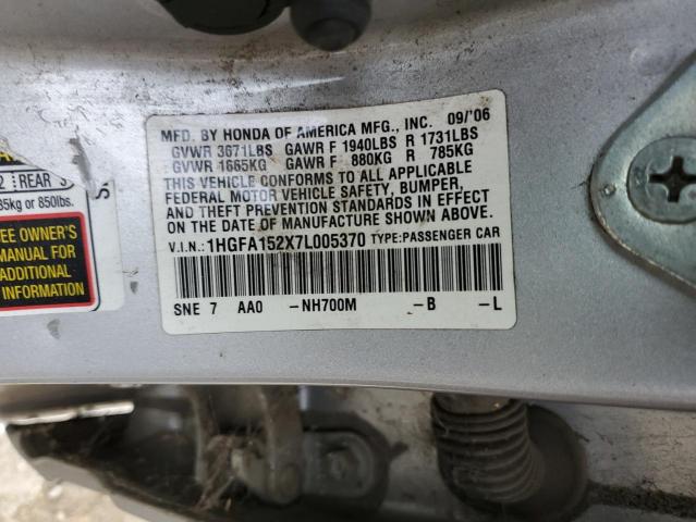 Photo 11 VIN: 1HGFA152X7L005370 - HONDA CIVIC DX 