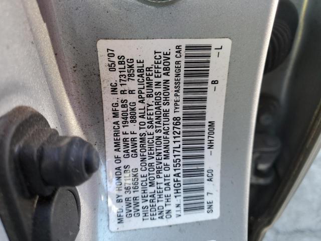 Photo 12 VIN: 1HGFA15517L112768 - HONDA CIVIC 