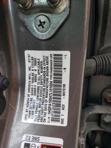 Photo 11 VIN: 1HGFA15547L131024 - HONDA CIVIC LX 