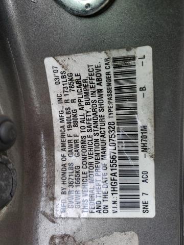 Photo 12 VIN: 1HGFA15567L075328 - HONDA CIVIC 