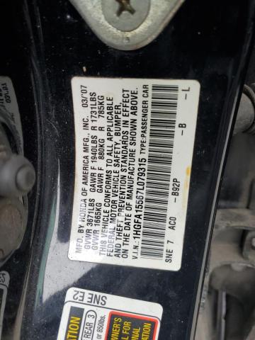 Photo 11 VIN: 1HGFA15567L079315 - HONDA CIVIC LX 