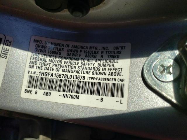 Photo 9 VIN: 1HGFA15578L013678 - HONDA CIVIC LX 