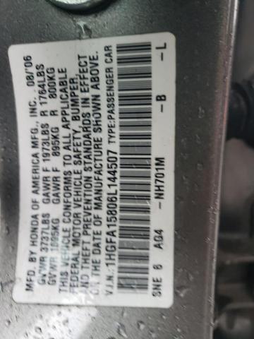 Photo 11 VIN: 1HGFA15806L144507 - HONDA CIVIC 