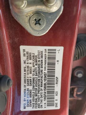 Photo 11 VIN: 1HGFA15808L103457 - HONDA CIVIC EX 