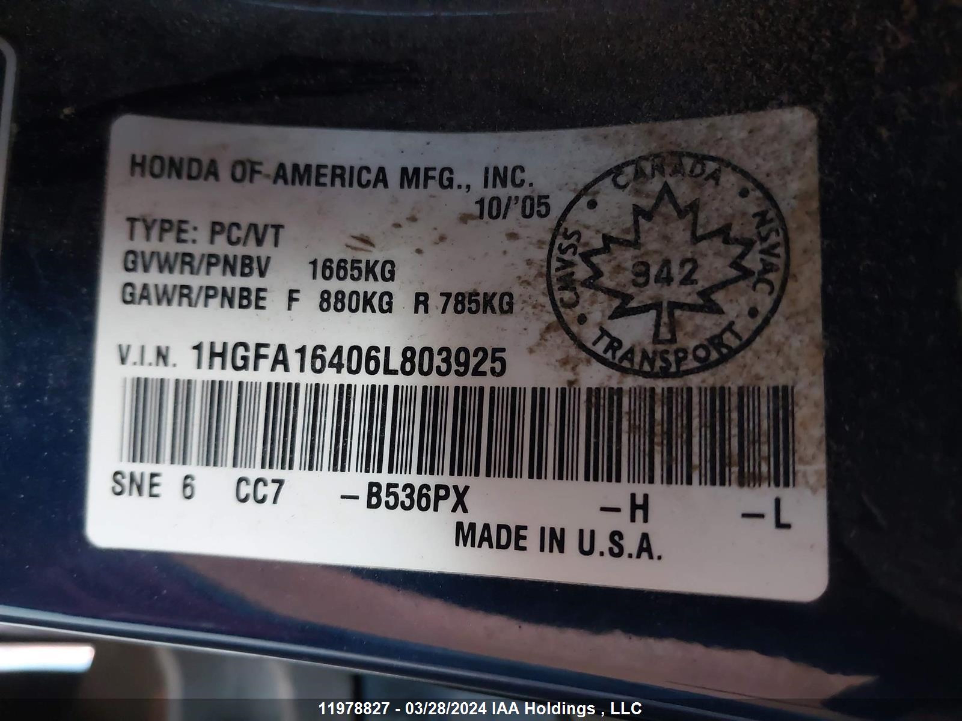 Photo 8 VIN: 1HGFA16406L803925 - HONDA CIVIC 