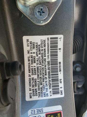 Photo 11 VIN: 1HGFA16506L051085 - HONDA CIVIC LX 