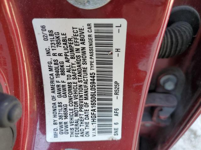 Photo 11 VIN: 1HGFA16506L059445 - HONDA CIVIC LX 