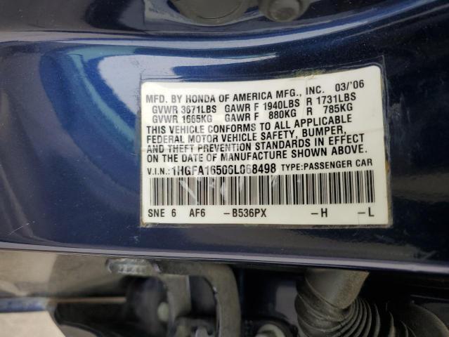 Photo 12 VIN: 1HGFA16506L068498 - HONDA CIVIC 