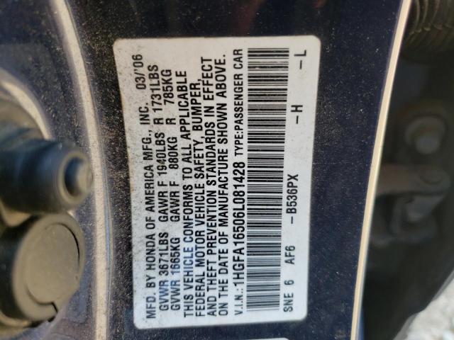 Photo 9 VIN: 1HGFA16506L081428 - HONDA CIVIC LX 