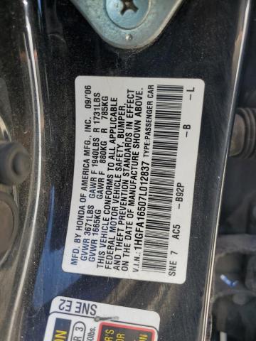 Photo 11 VIN: 1HGFA16507L012837 - HONDA CIVIC LX 