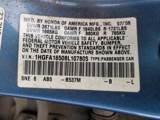 Photo 11 VIN: 1HGFA16508L107805 - HONDA CIVIC LX 