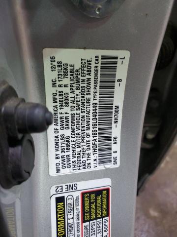 Photo 11 VIN: 1HGFA16516L040449 - HONDA CIVIC 