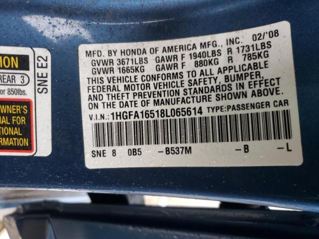 Photo 9 VIN: 1HGFA16518L065614 - HONDA CIVIC LX 