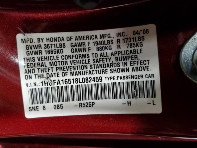 Photo 11 VIN: 1HGFA16518L082459 - HONDA CIVIC 