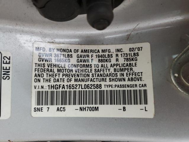 Photo 11 VIN: 1HGFA16527L062588 - HONDA CIVIC 