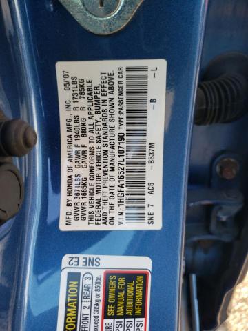 Photo 12 VIN: 1HGFA16527L107190 - HONDA CIVIC 