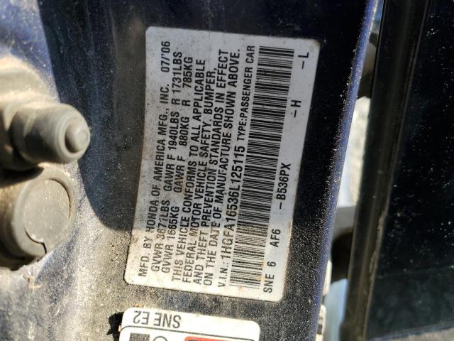 Photo 12 VIN: 1HGFA16536L125115 - HONDA CIVIC LX 