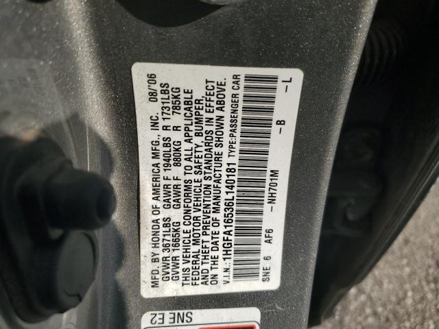 Photo 11 VIN: 1HGFA16536L140181 - HONDA CIVIC 