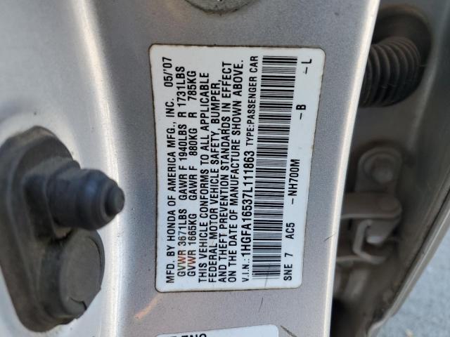 Photo 11 VIN: 1HGFA16537L111863 - HONDA CIVIC 