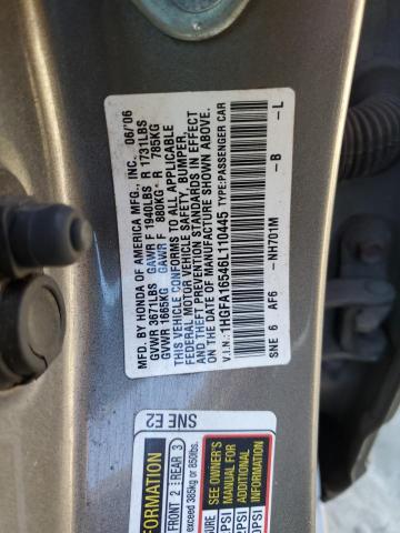 Photo 11 VIN: 1HGFA16546L110445 - HONDA CIVIC LX 