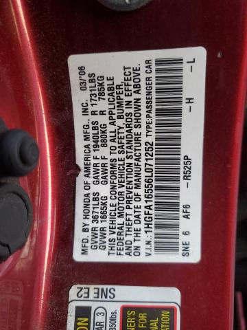 Photo 11 VIN: 1HGFA16556L071252 - HONDA CIVIC LX 