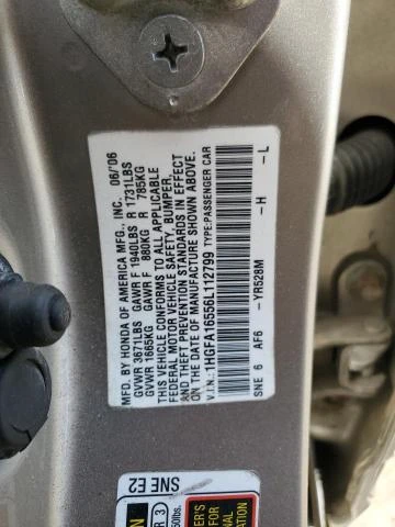 Photo 11 VIN: 1HGFA16556L112799 - HONDA CIVIC LX 