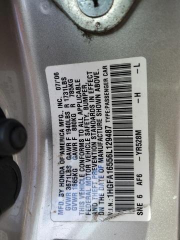 Photo 11 VIN: 1HGFA16556L129487 - HONDA CIVIC LX 