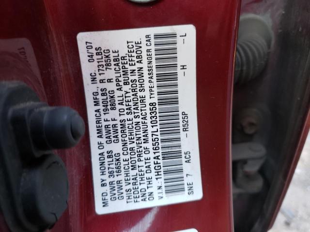 Photo 12 VIN: 1HGFA16557L103358 - HONDA CIVIC 