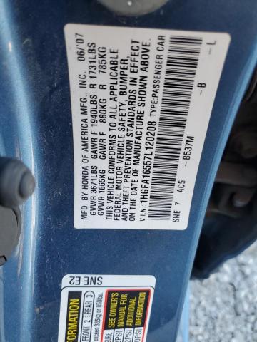 Photo 11 VIN: 1HGFA16557L120208 - HONDA CIVIC LX 