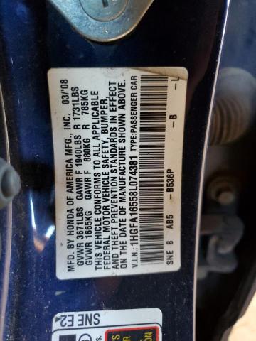 Photo 9 VIN: 1HGFA16558L074381 - HONDA CIVIC LX 