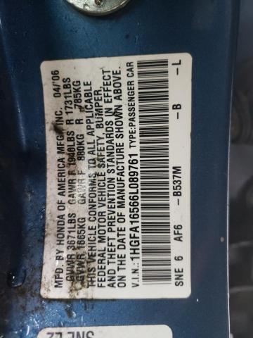 Photo 11 VIN: 1HGFA16566L089761 - HONDA CIVIC LX 