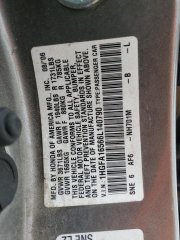 Photo 11 VIN: 1HGFA16566L140790 - HONDA CIVIC 