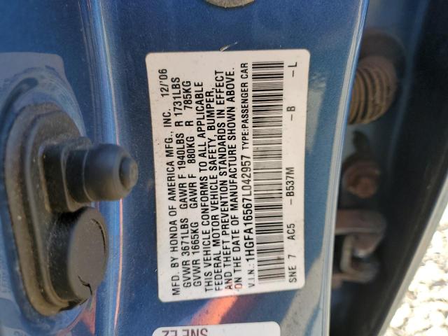 Photo 11 VIN: 1HGFA16567L042957 - HONDA CIVIC LX 