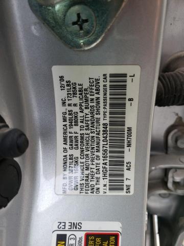 Photo 11 VIN: 1HGFA16567L043848 - HONDA CIVIC LX 