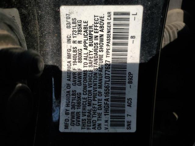 Photo 11 VIN: 1HGFA16567L077627 - HONDA CIVIC SEDA 