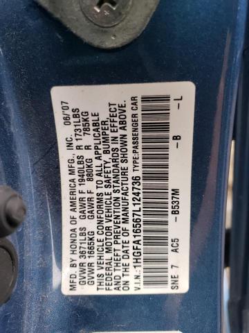 Photo 11 VIN: 1HGFA16567L124736 - HONDA CIVIC 