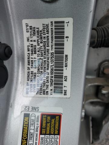 Photo 11 VIN: 1HGFA16567L137535 - HONDA CIVIC 