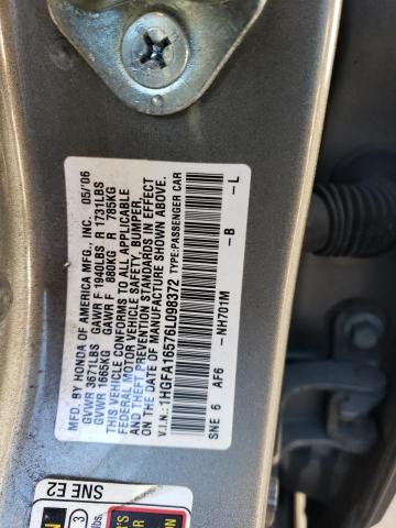 Photo 11 VIN: 1HGFA16576L098372 - HONDA CIVIC 