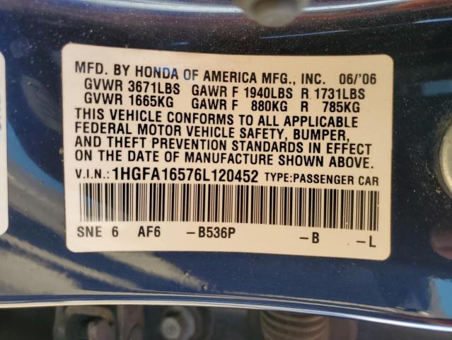 Photo 11 VIN: 1HGFA16576L120452 - HONDA CIVIC 