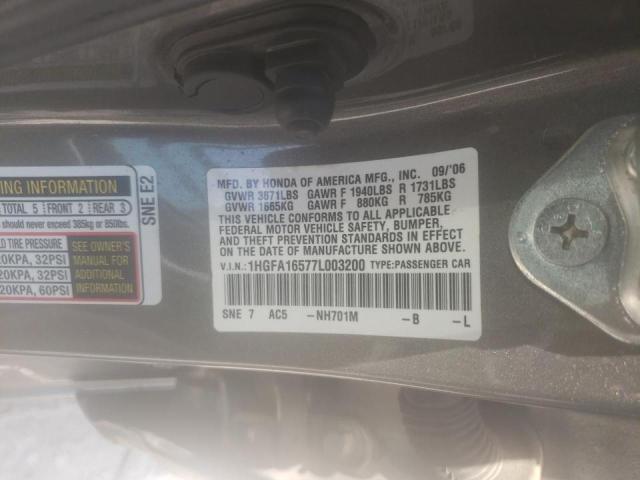 Photo 9 VIN: 1HGFA16577L003200 - HONDA CIVIC 