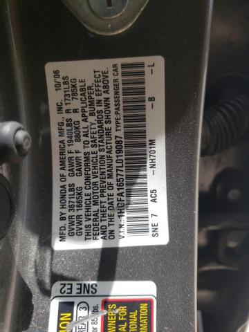 Photo 9 VIN: 1HGFA16577L019087 - HONDA CIVIC LX 