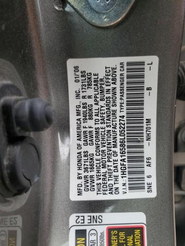 Photo 12 VIN: 1HGFA16586L052274 - HONDA CIVIC 