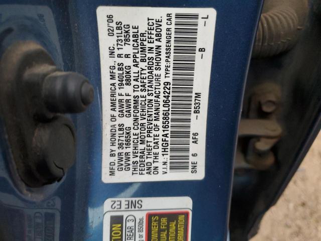 Photo 12 VIN: 1HGFA16586L064229 - HONDA CIVIC 