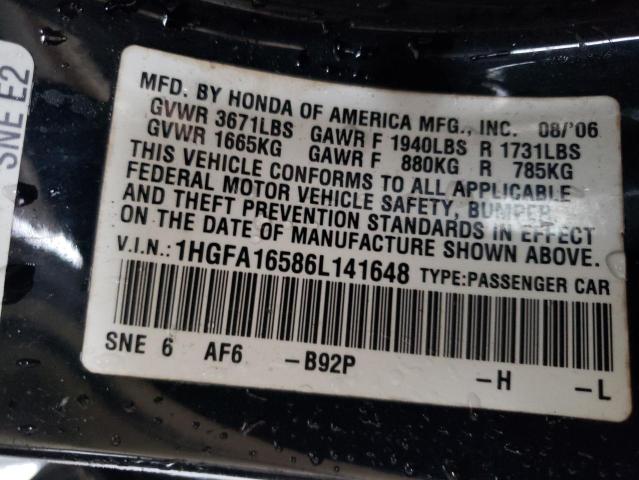 Photo 11 VIN: 1HGFA16586L141648 - HONDA CIVIC 