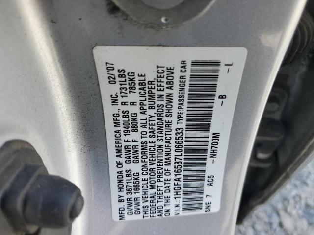 Photo 11 VIN: 1HGFA16587L066533 - HONDA CIVIC 