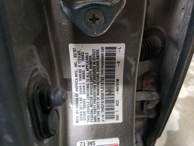 Photo 12 VIN: 1HGFA16587L074793 - HONDA CIVIC LX 