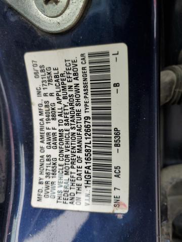 Photo 11 VIN: 1HGFA16587L126679 - HONDA CIVIC 