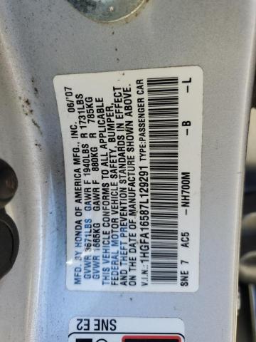 Photo 11 VIN: 1HGFA16587L129291 - HONDA CIVIC 