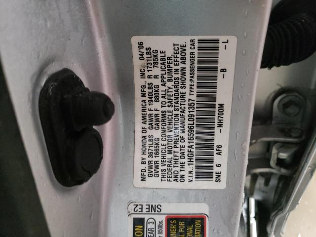 Photo 11 VIN: 1HGFA16596L091357 - HONDA CIVIC LX 